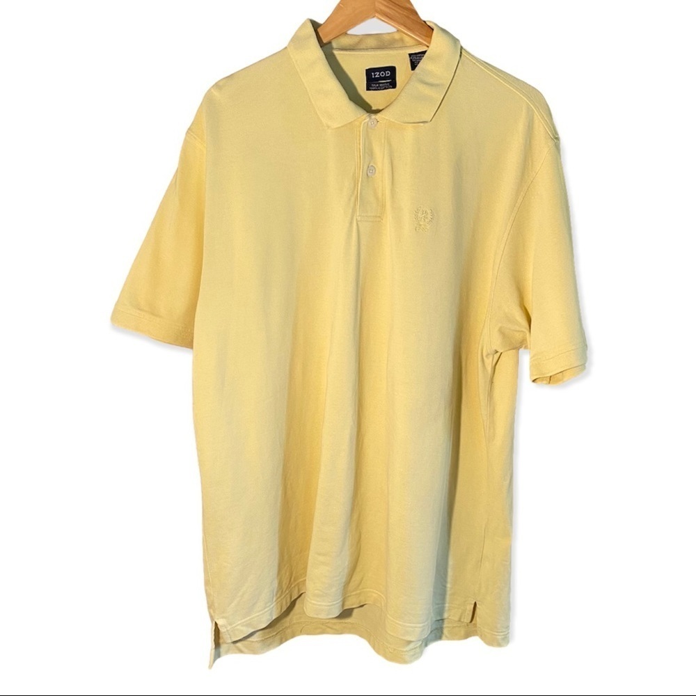 IZOD Silk Wash Cotton Polo Golf Shirt Yellow Size XXL